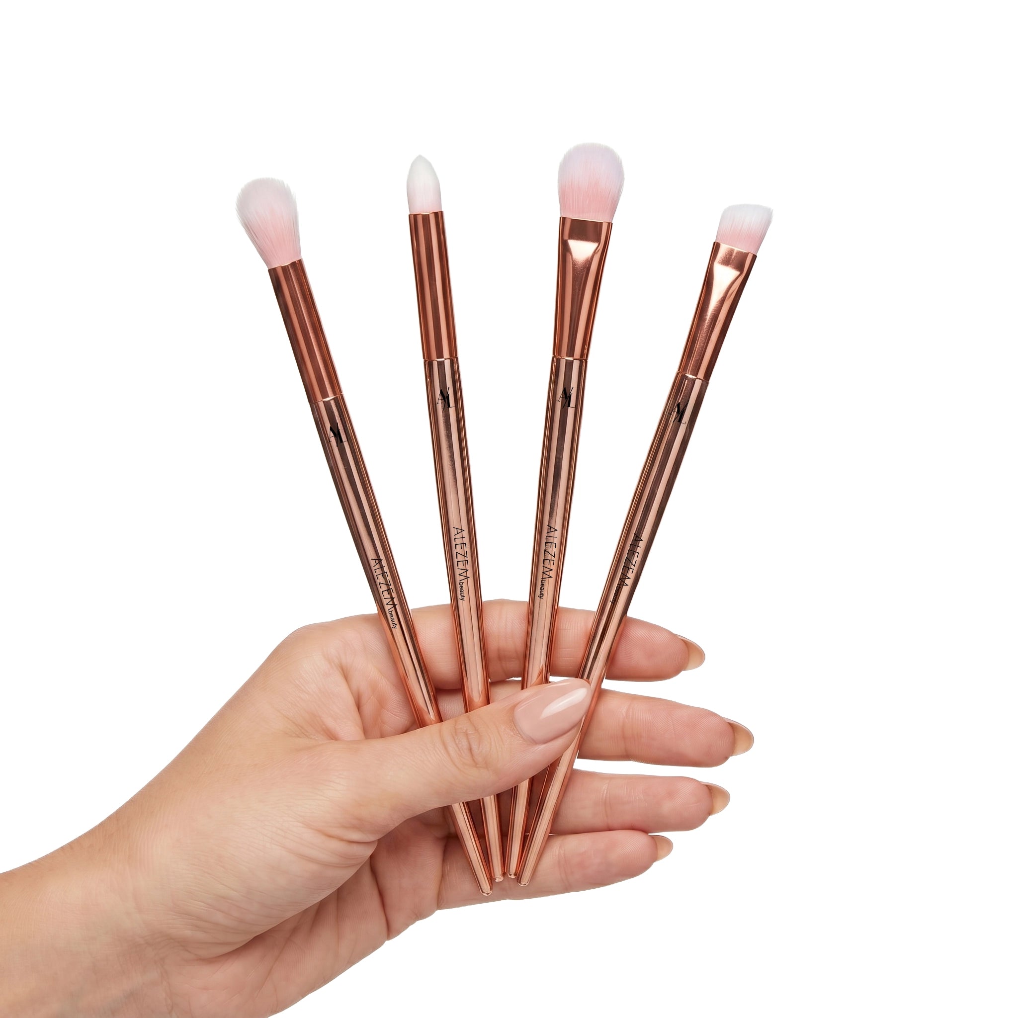 Alezem Set of 4 Eye Brushes in Rose Gold